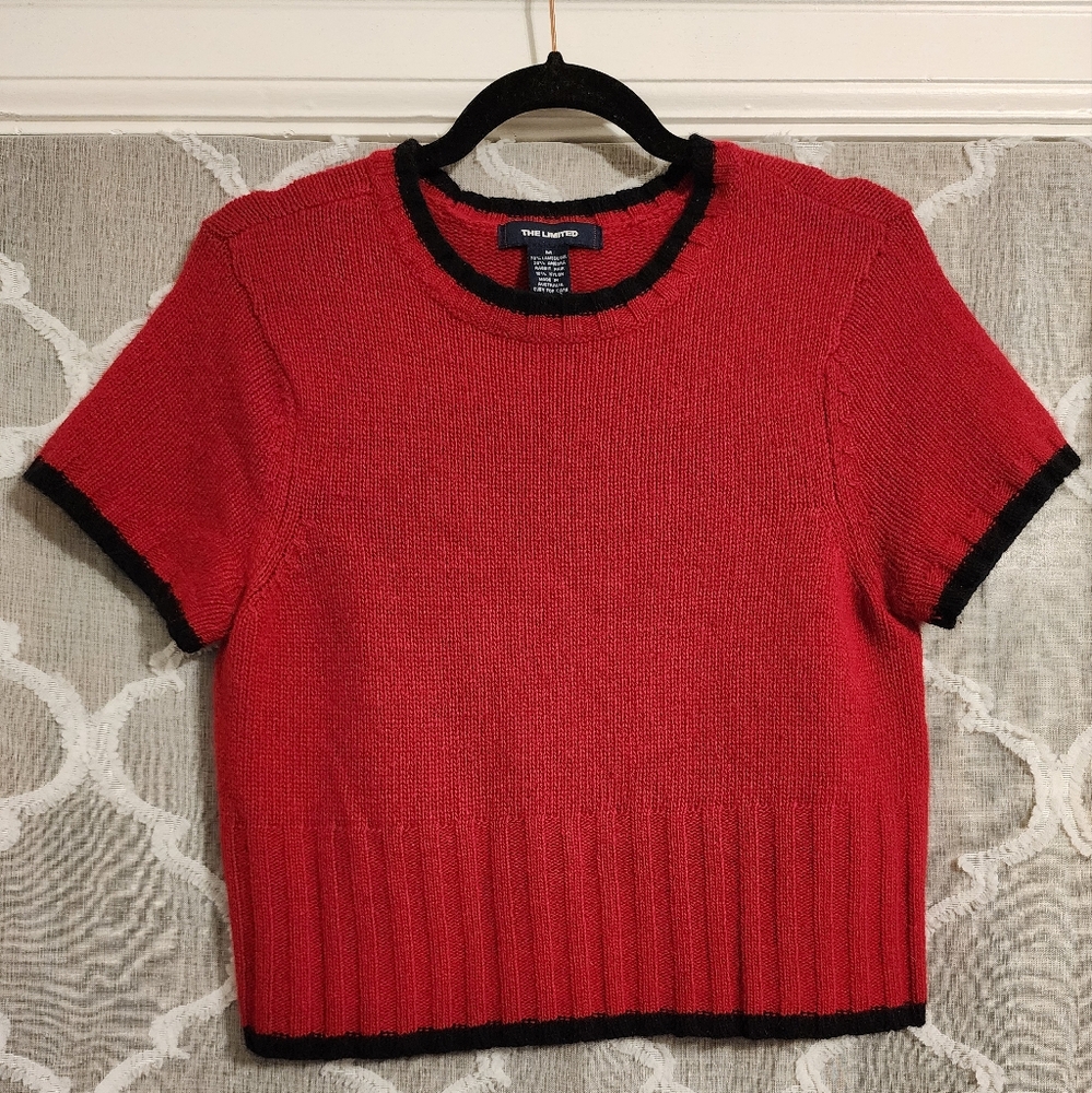 Red and Black Crop Sweater